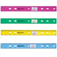 Линейка пласт. 30 см, BRAUBERG &quot;Crystal&quot;, тонированная, ассорти, 210291