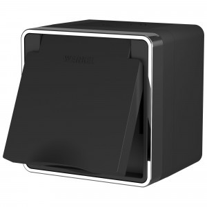 Werkel роз. ОУ 1 мест. 16A земля шторки крышка IP44 Gallant (черный/хром) W5071235 a050970