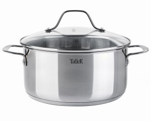 Кастрюля нерж сталь с крышкой Элиас 5л, стенки 0,6мм, индукция TR-11084 Taller