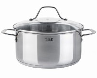 Кастрюля нерж сталь с крышкой Элиас 5л, стенки 0,6мм, индукция TR-11084 Taller