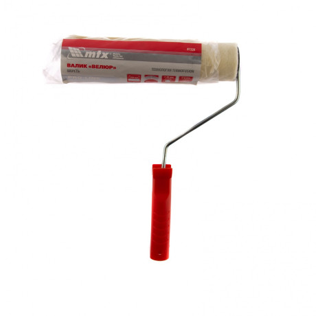 Валик "Велюр" Pro, 250 мм, ворс 4 мм, D 48 мм, D ручки 6 мм, шерсть 50%, полиакрил 50% MTX