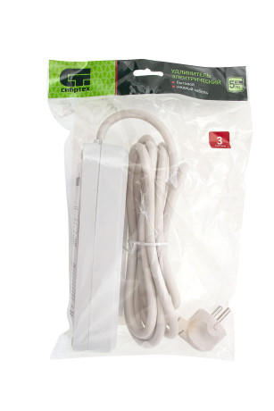 Удлинитель бытовой 3 м, 10A, тип УХз10, с заземлением и выключателем, 3 розетки, Сибртех