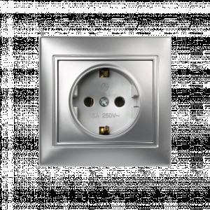 Smartbuy Венера роз. СУ 1-местная с заземлением 16А серебро,  (SBE-01s-16-S1-Z-c)