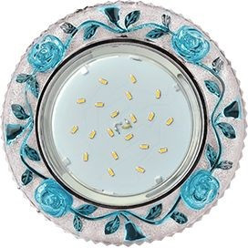 Ecola GX53 H4 LD7071 св-к Круг "Розы" подсветка 4K Голубой/Хром 35x125 FB53CREFB (10!)