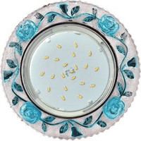 Ecola GX53 H4 LD7071 св-к Круг &quot;Розы&quot; подсветка 4K Голубой/Хром 35x125 FB53CREFB (10!)