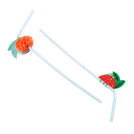 Капитан Весельчак Трубочки для напитков 12шт, 240x5мм, "Фрукты", цветные