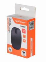 Мышь беспроводная GoPower GPM02 3кл, USB, пластик, металл, черный (1/100)