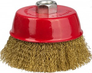 Щетка STAYER "MASTER" чашечная для УШМ, витая латунированная стальная проволока 0,3мм, 75мм/М14