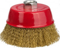 Щетка STAYER "MASTER" чашечная для УШМ, витая латунированная стальная проволока 0,3мм, 75мм/М14