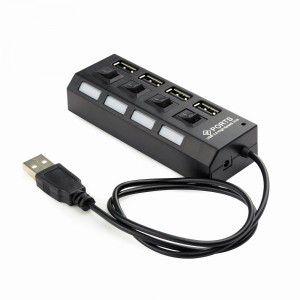 Разветвитель USB 2.0 Gembird UHB-243-AD с подсветкой и выключателе м, 4 порта, блистер