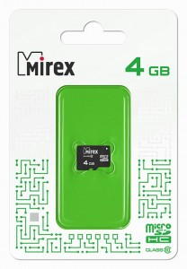Флэш-карта (памяти) microSDHC MIREX 4GB (class 10)