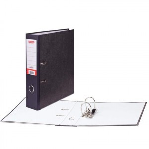 Папка-регистратор ОфисМаг с мраморн. покр., 80мм, черный корешок