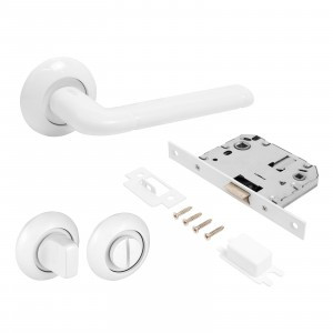 Комплект для двери АЛЛЮР АРТ ПОЛО W+L7050S W+BK-R1 W белый (ручка и защ с фикс)блистер(20)