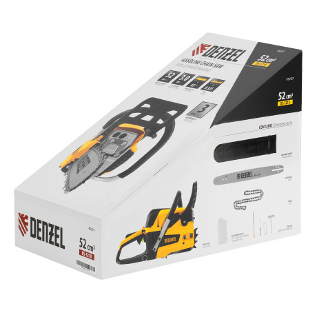 Пила цепная бензиновая DS-5218, шина 45 см, 52 см3, 3 л.с, шаг 0,325, паз 1,5 мм, 72 звена Denzel