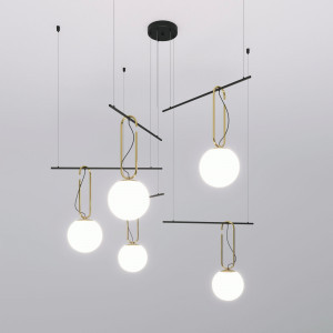 Eurosvet люстра 5x40W Е27 1300х1300х1500 мет черн/бел. мат./латунь Riche 70143/5 Умный дом a060841