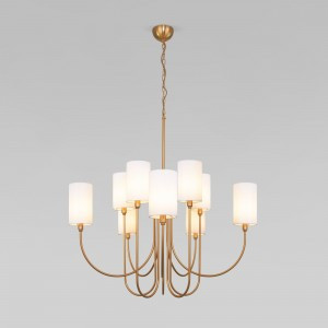 EUROSVET Люстра 10x40W E14 850x850x1600 латунь/ткань белый 60164/10 Умный дом Abbey a065749