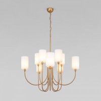 EUROSVET Люстра 10x40W E14 850x850x1600 латунь/ткань белый 60164/10 Умный дом Abbey a065749