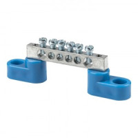 EKF Шина N "Ноль" (нул.) N 6x9мм 6 отв. цинк 2 синих угловых изолятора