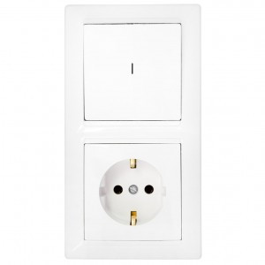 Bylectrica СТИЛЬ Блок (1 выкл. + роз.заз.конт.) СУ инд. белый, (В-РЦ-701)