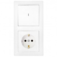 Bylectrica СТИЛЬ Блок (1 выкл. + роз.заз.конт.) СУ инд. белый, (В-РЦ-701)