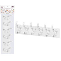 Планка с 6 крючками гибкая 35*6,5см прозразный пластик (кратность 3!!!) 27-227 Мультидом