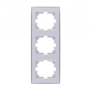 Lezard RAIN рамка 3 мест. верт. бел. с бок. вст. хром (PC) 703-0225-153