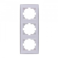 Lezard RAIN рамка 3 мест. верт. бел. с бок. вст. хром (PC) 703-0225-153