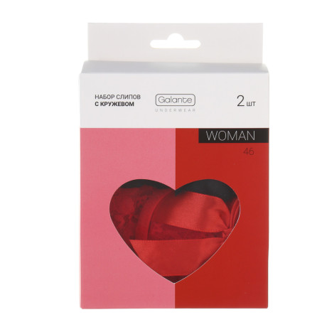 GALANTE Трусы женские с кружевом 2 шт, р.46, 95%вискоза, 5%спандекс, разноцветный, НГ2026-3