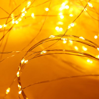 СНОУ БУМ Гирлянда эл. занавес нить росы 2х3м, 300 LED, 10 нитей, шампань, 8 реж., USB, пульт