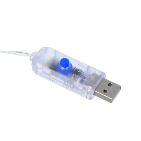 СНОУ БУМ Гирлянда эл. занавес нить росы 2х3м, 300 LED, 10 нитей, шампань, 8 реж., USB, пульт