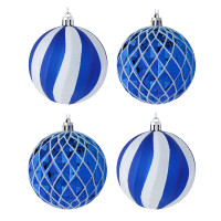 СНОУ БУМ Набор шаров 8 см, 4 шт, синий, белый, 26-141