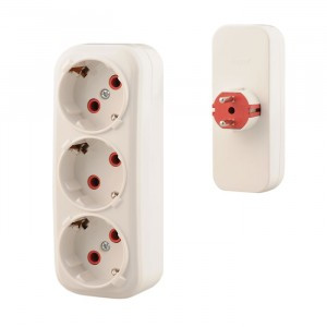 Lezard разветвитель (тройник) 3роз. 16А белый, земля (линейный) 715-0800-608