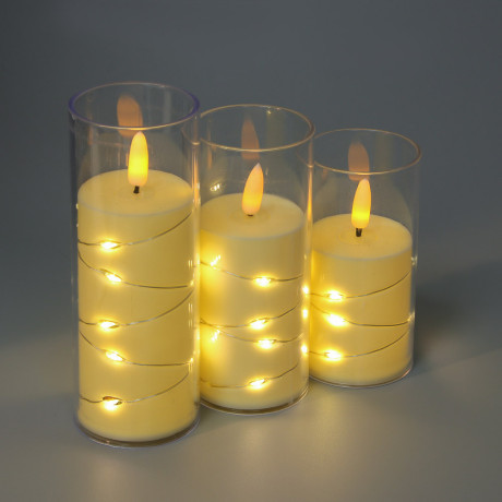 СНОУ БУМ Светильник декоративный LED в виде свечи в стакане, 5,5x14,5см, PP, PS, 3хAG13, 1 режим