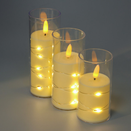 СНОУ БУМ Светильник декоративный LED в виде свечи в стакане, 5,5x14,5см, PP, PS, 3хAG13, 1 режим