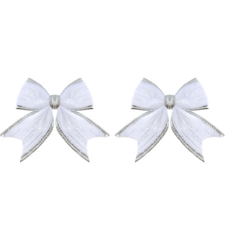СНОУ БУМ Набор бантов 12x14 см, 2 шт, полиэстер, белый