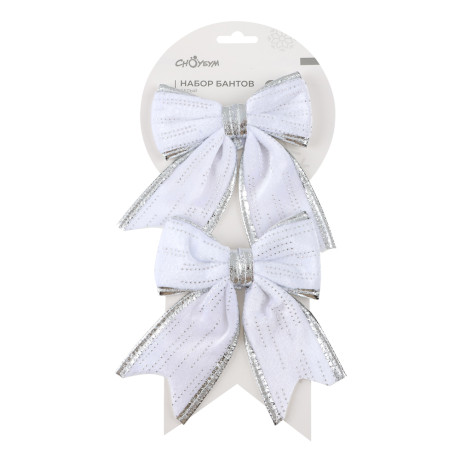 СНОУ БУМ Набор бантов 12x14 см, 2 шт, полиэстер, белый