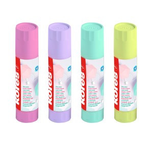 Клей-карандаш 20г Kores Pastel ассорти:розовый, желтый, фиолетовый ,мятный 1140943