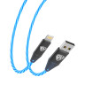 BY Кабель для зарядки Светящийся iP, 1м, 2.4А, Быстрая зарядка, LED подсветка синяя