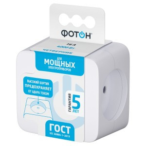 ФОТОН АМ 16-4 разветвитель (тройник) 4 роз. 16А белый (квадратный) арт.24590