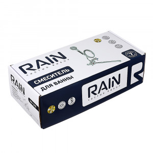 RAIN Смеситель для ванны Нефрит, прямой излив 35см, керам. кран-буксы 1/2, душ. набор, латунь, хром