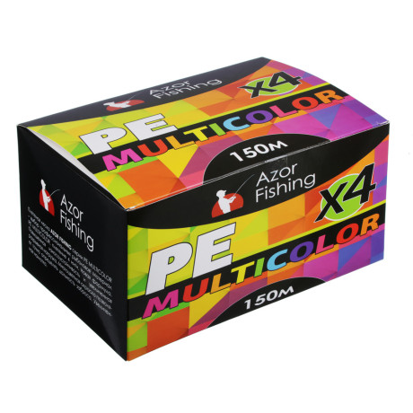 AZOR FISHING Леска плетеная, PE Премиум 4 нити, 150м, 0,20мм, 17,0кг, многоцветная