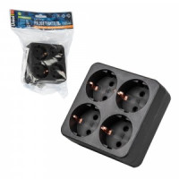 Uniel Разветвитель (тройник) 4 роз. 16А черный, земля S-GES4-16S BLACK