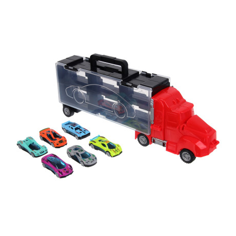 ИГРОЛЕНД Автоперевозчик, с запуском, 6 машинок, PP, 37х14,2х7,3 см, 2 дизайна