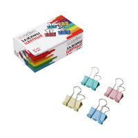 ClipStudio Набор зажимов для бумаг металлических, 25мм, цветные, 12шт