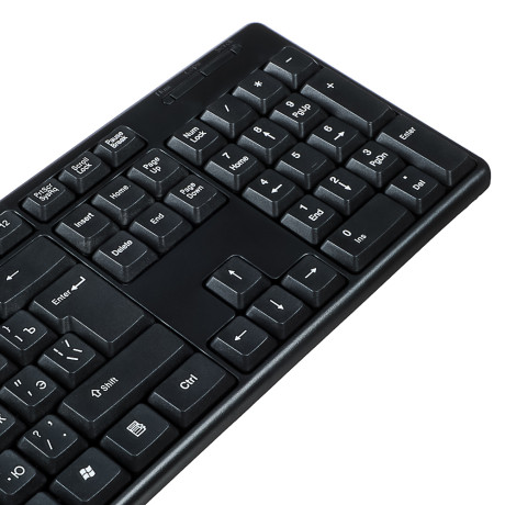 Первая цена Клавиатура проводная мембранная Optima 104кл.,белая кириллица, USB, каб. 140см, черный