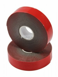 Двусторонний скотч, красного цвета на серой основе, 20мм, 5метров  REXANT (6!), 09-6020