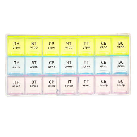 VETTA Бокс для таблеток, 21 отсек, пластик, 21,4х10,5см