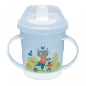 Поильник с ручками, декором и защитной крышкой 320мл светло-голубой 431333231 Бытпласт
