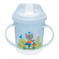 Поильник с ручками, декором и защитной крышкой 320мл светло-голубой 431333231 Бытпласт