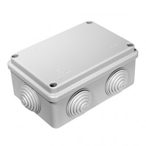Промрукав коробка распред. ОУ 120х80х50 6 гермовводов, HF, серый (64шт) IP55 40-0340